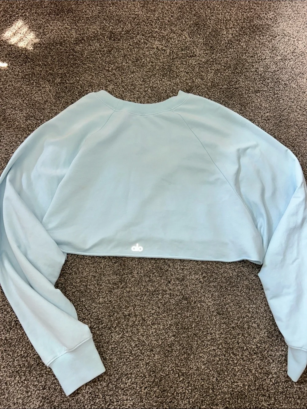 ALO Yoga Powder Blue Cropped Crewneck Sweatshirt